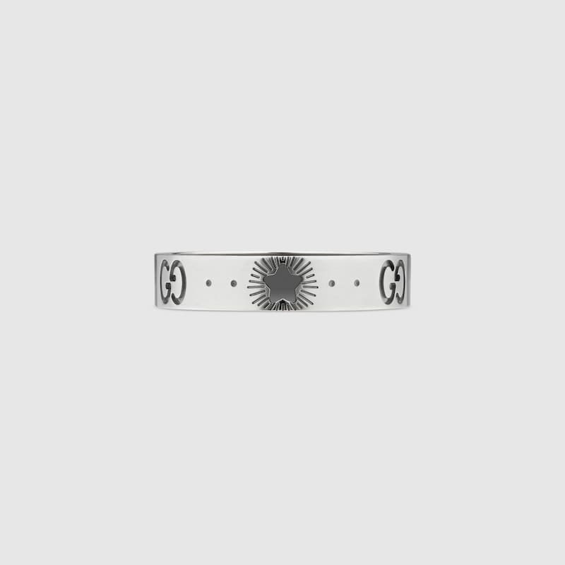 18K Double Gucci White Gold Ring
