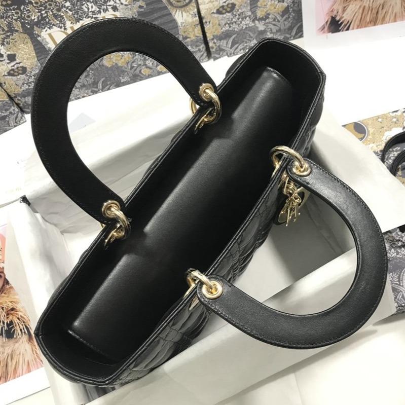 DIOR LARGE LADY BAG 32CM BLACK CANNAGE LAMBSKIN