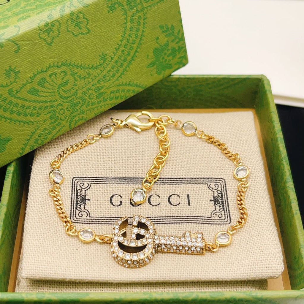 18K Double Gucci Crystal Key Bracelet