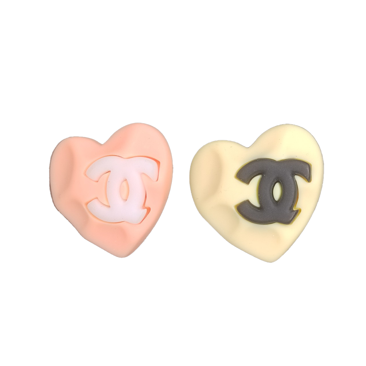 18K  Chanel Pink & Yellow Resin Earrings