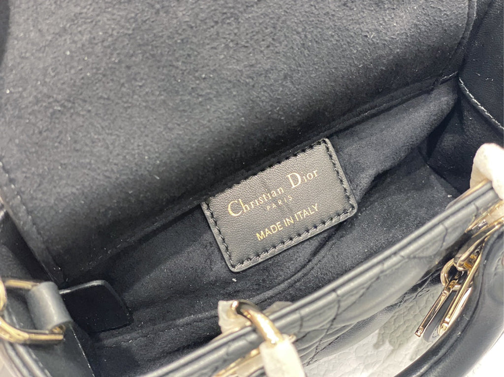 DIOR MICRO LADY D-JOY 16.5 BLACK LAMBSKIN