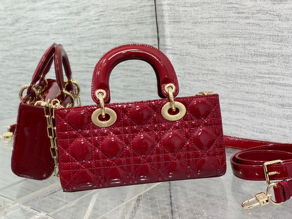 DIOR SMALL LADY D-JOY 22 RED PATENT CALFSKIN