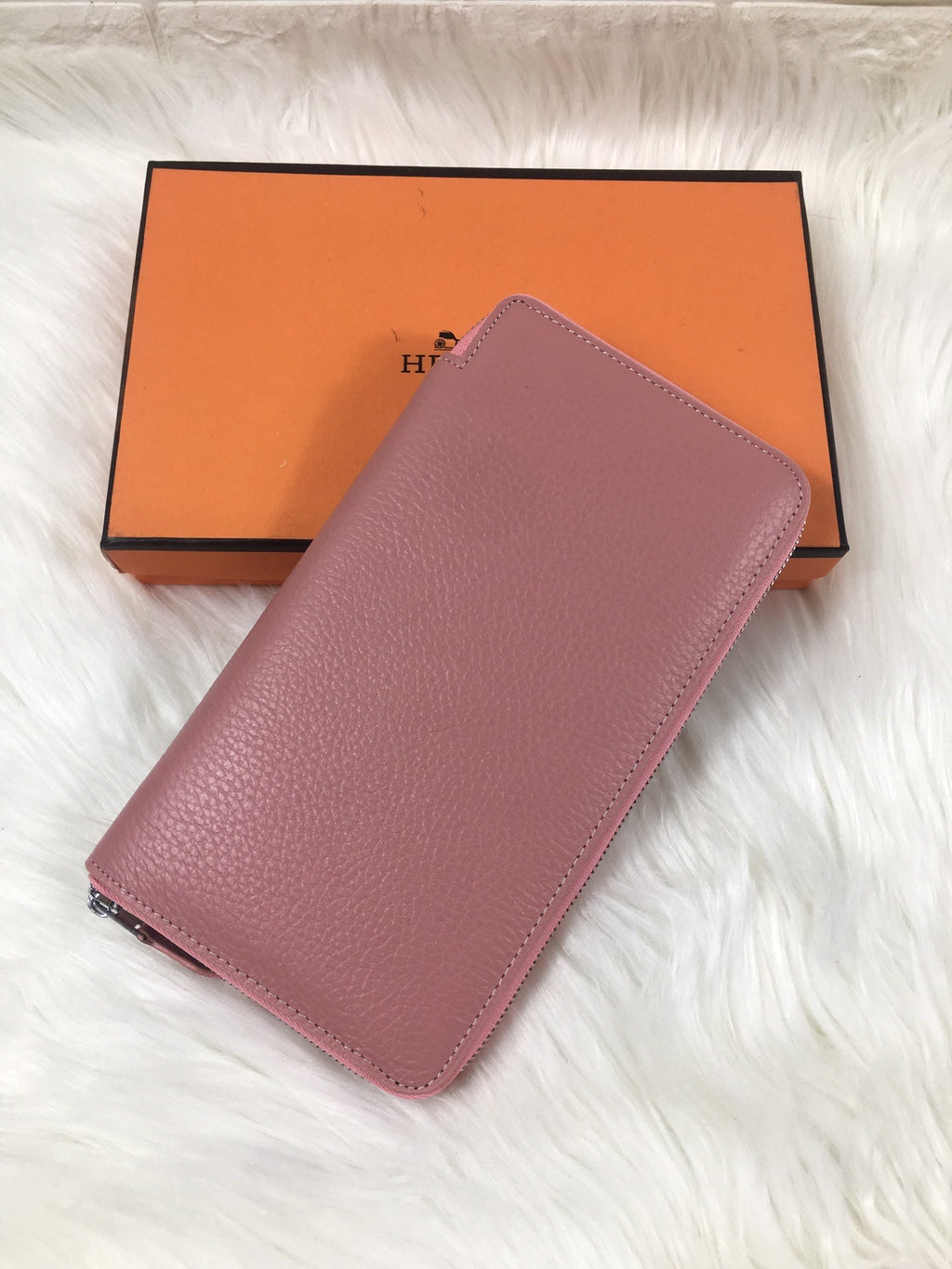 HERMES SILK'IN CLASSIC WALLET 20 LIGHT PINK GRAINED CALFSKIN