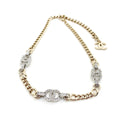18K Crystal  Chanel Chain Links Choker Necklace
