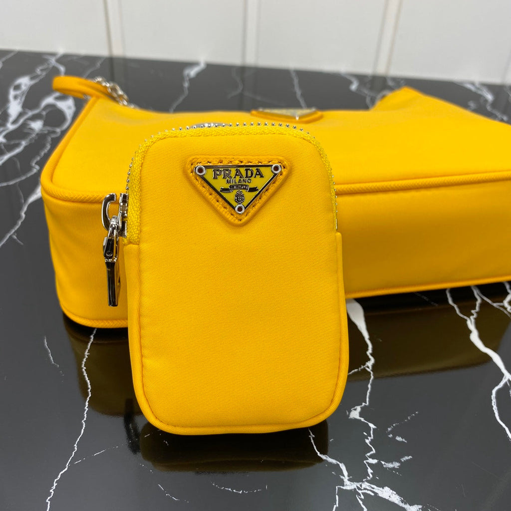 PRADA HOBO 22 BAG IN AMBER YELLOW RE-NYLON