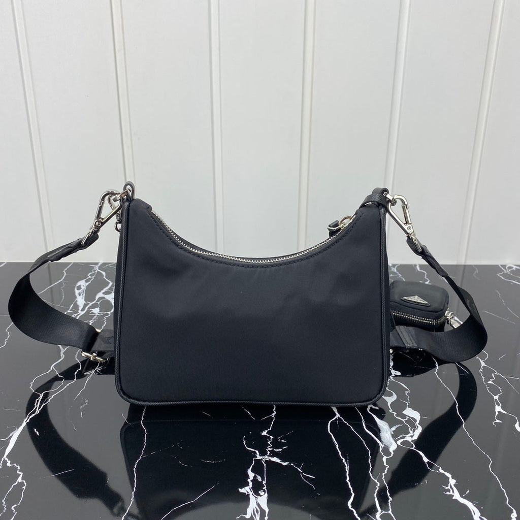 PRADA HOBO 22 BAG IN BLACK RE-NYLON
