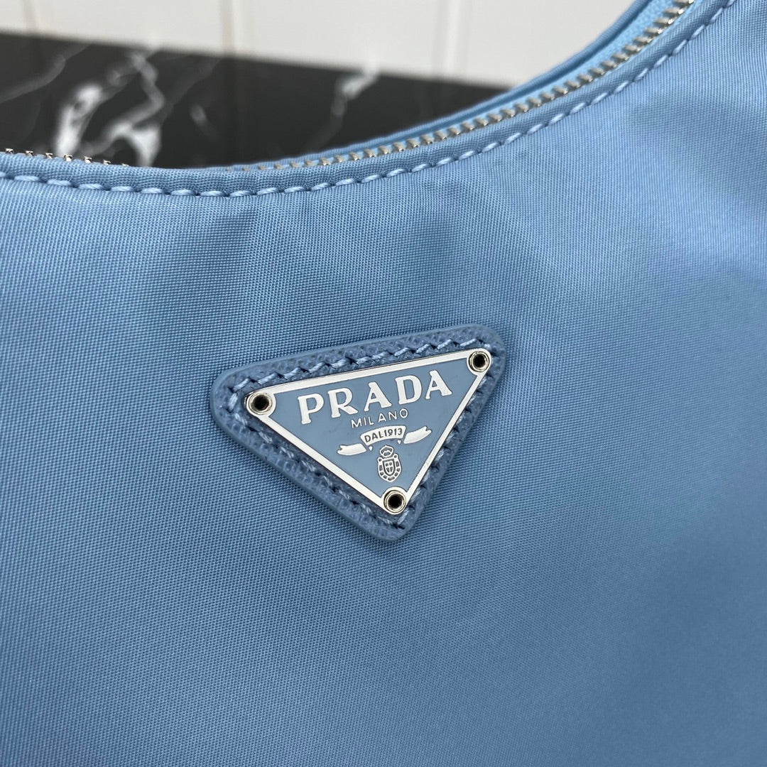 PRADA HOBO 22 BAG IN CERULEAN BLUE RE-NYLON