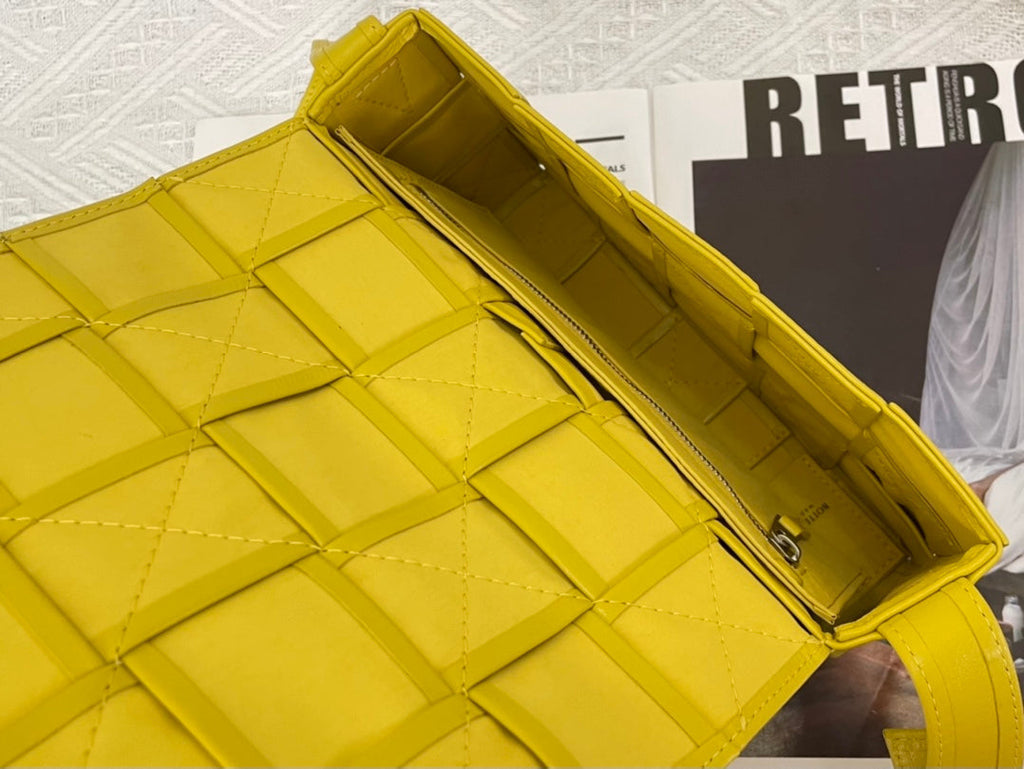 BOTTEGA VENETA SMALL CASSETTE 23 IN CANARY YELLOW CALFSKIN