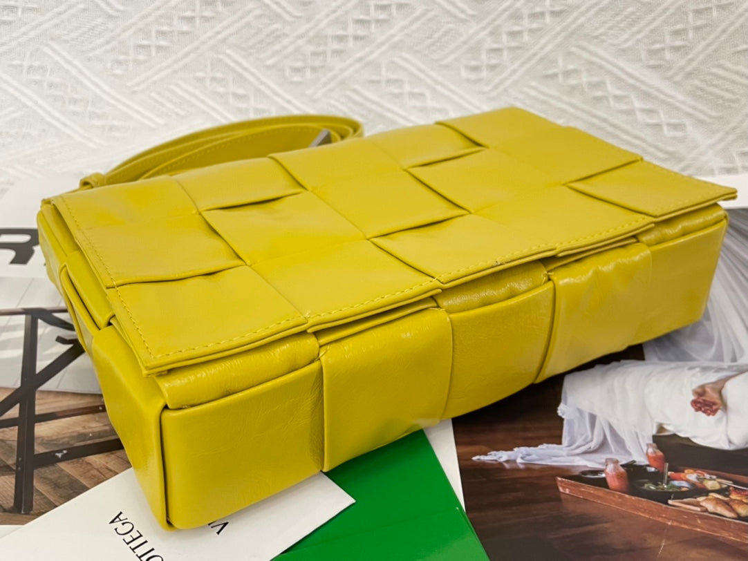 BOTTEGA VENETA SMALL CASSETTE 23 IN CANARY YELLOW CALFSKIN
