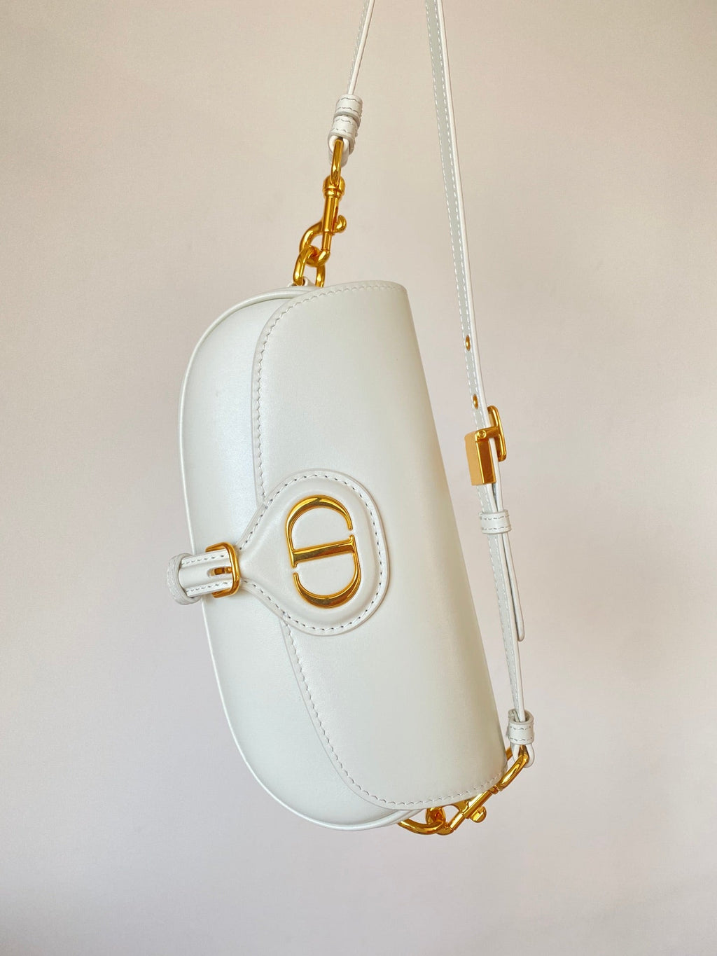 DIOR BOBBY EAST-WEST 22 BAG IN WHITE CALFSKIN
