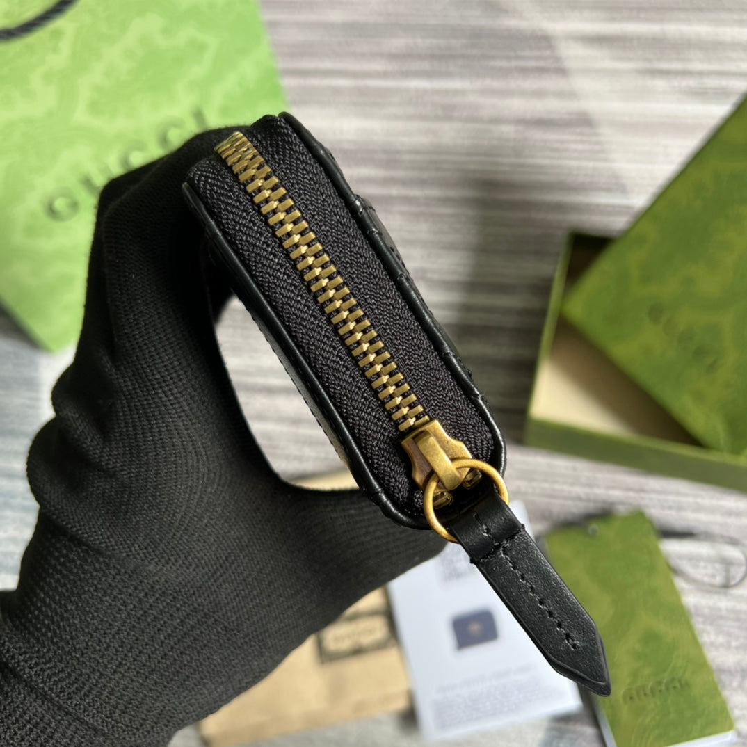 GUCCI MARMONT MINI 11 WALLET BLACK CALFSKIN