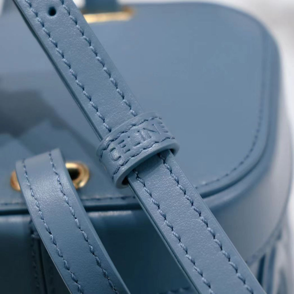 CELINE SQUARE BOX CROSSBODY BAG 11 AZURE BLUE CALFSKIN
