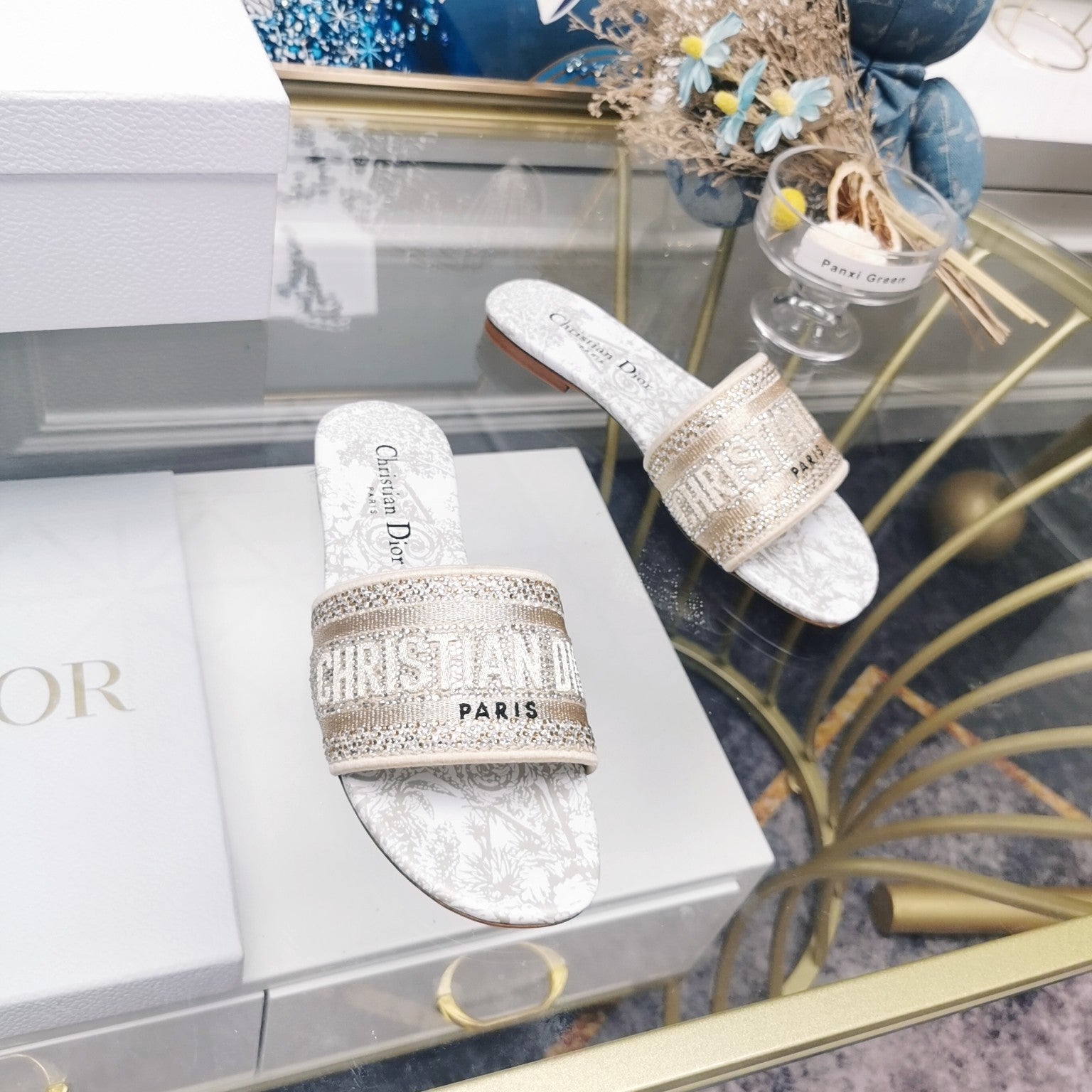 DIOR CD Mule Dway Slide 10mm Multi-motifs Style 18