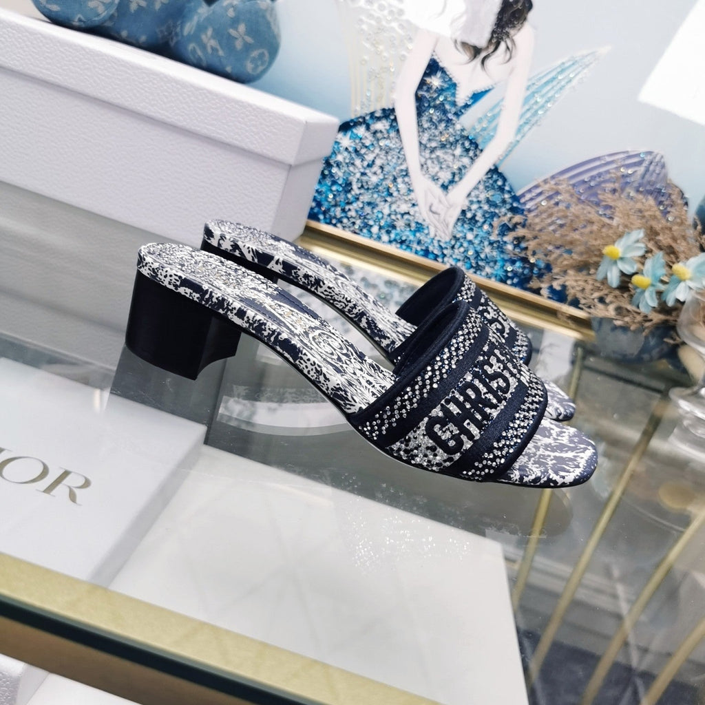 DIOR CD Mule Dway Heeled Slide 45mm Style 22