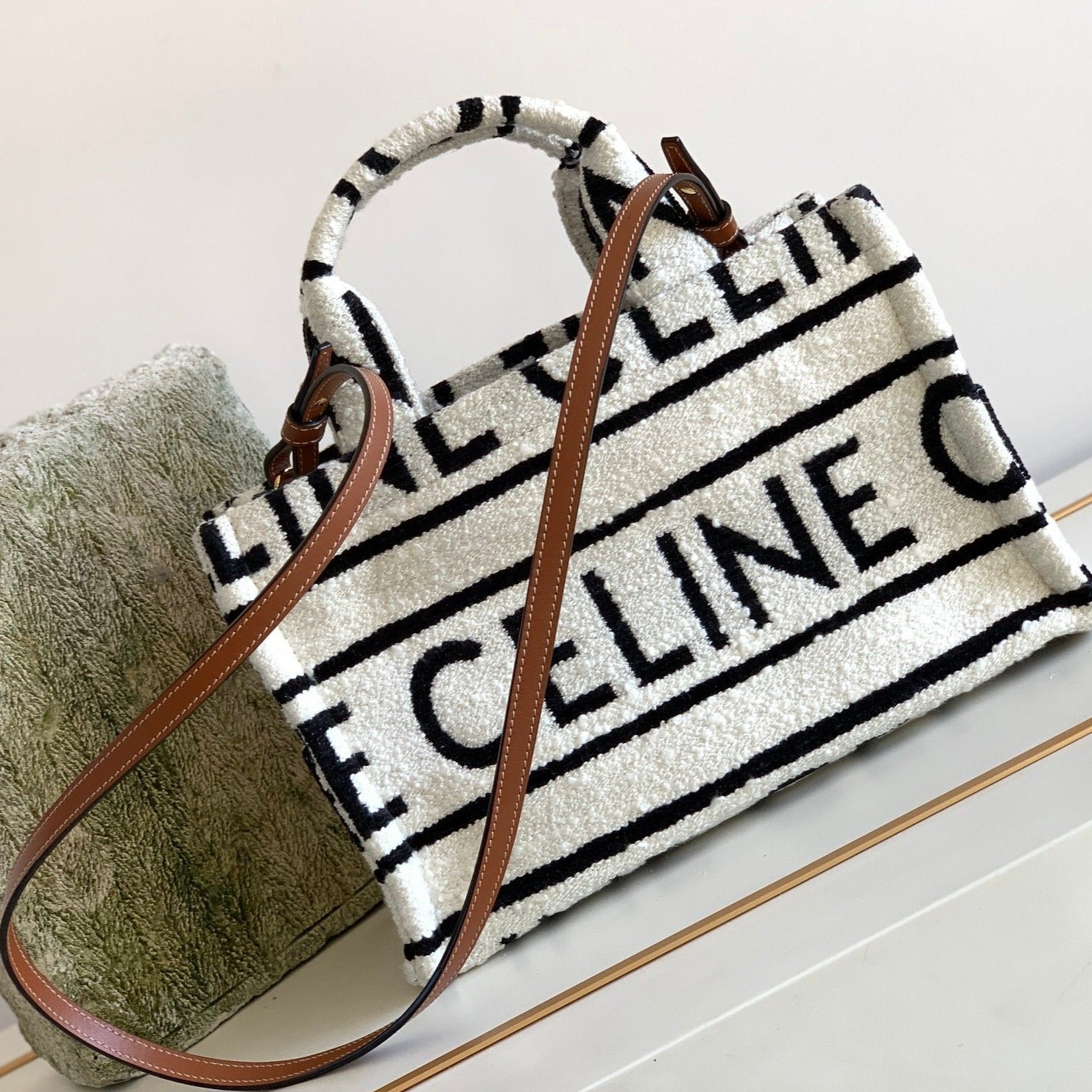 CELINE TRIOMPHE 26 FABRIC WHITE BLACK