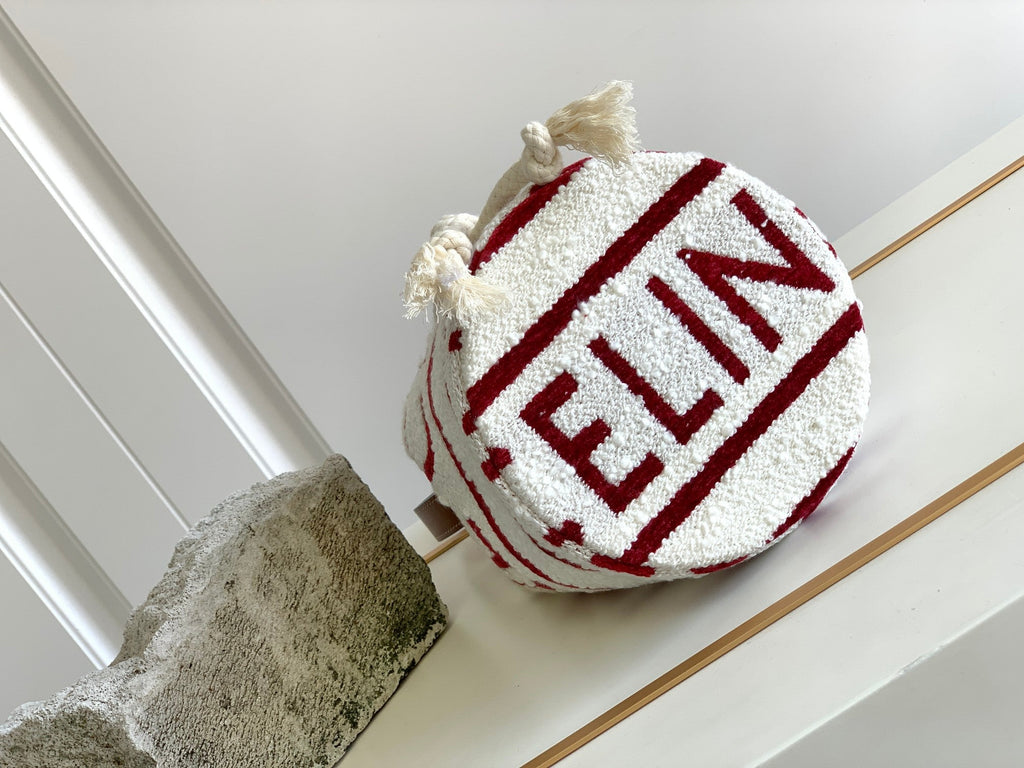 CELINE TRIPHOME 19 EMBROIDERED FABRIC WHITE RED
