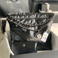 CHANEL LARGE 42 HANDBAG IN BLACK SHINY CALFSKIN SILVER HARDWARE