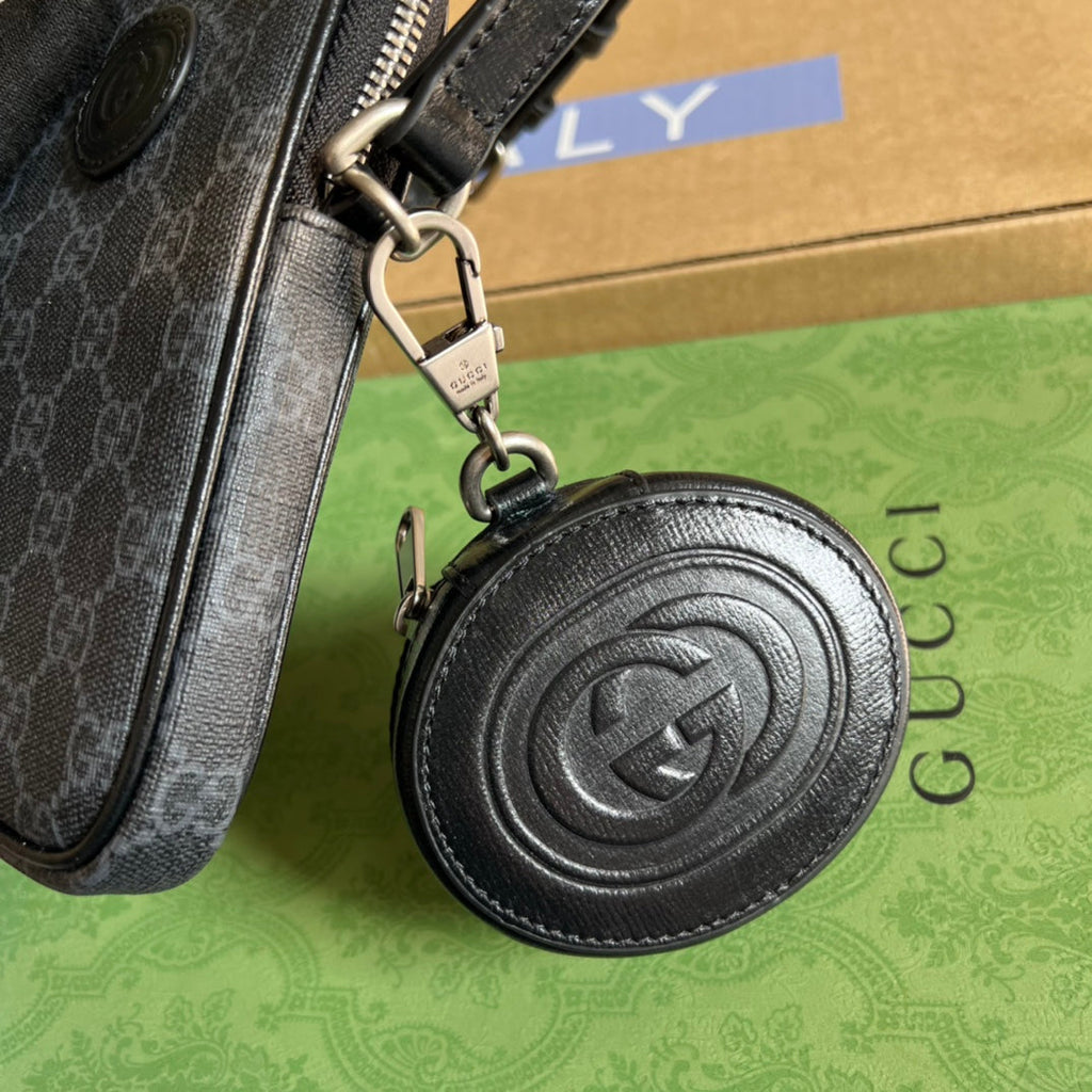 GUCCI MINI BAG 17 IN BLACK CALFSKIN AND CANVAS