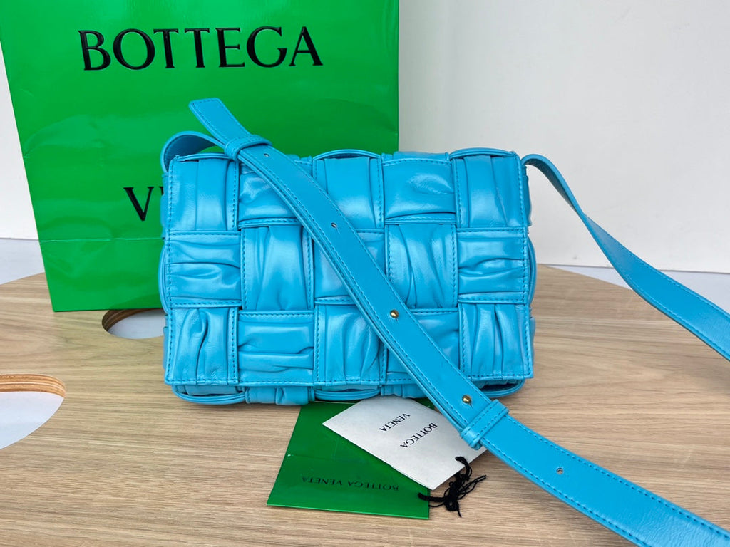 BOTTEGA VENETA CASSETTE 28 IN SKY BLUE SOFT LAMBSKIN
