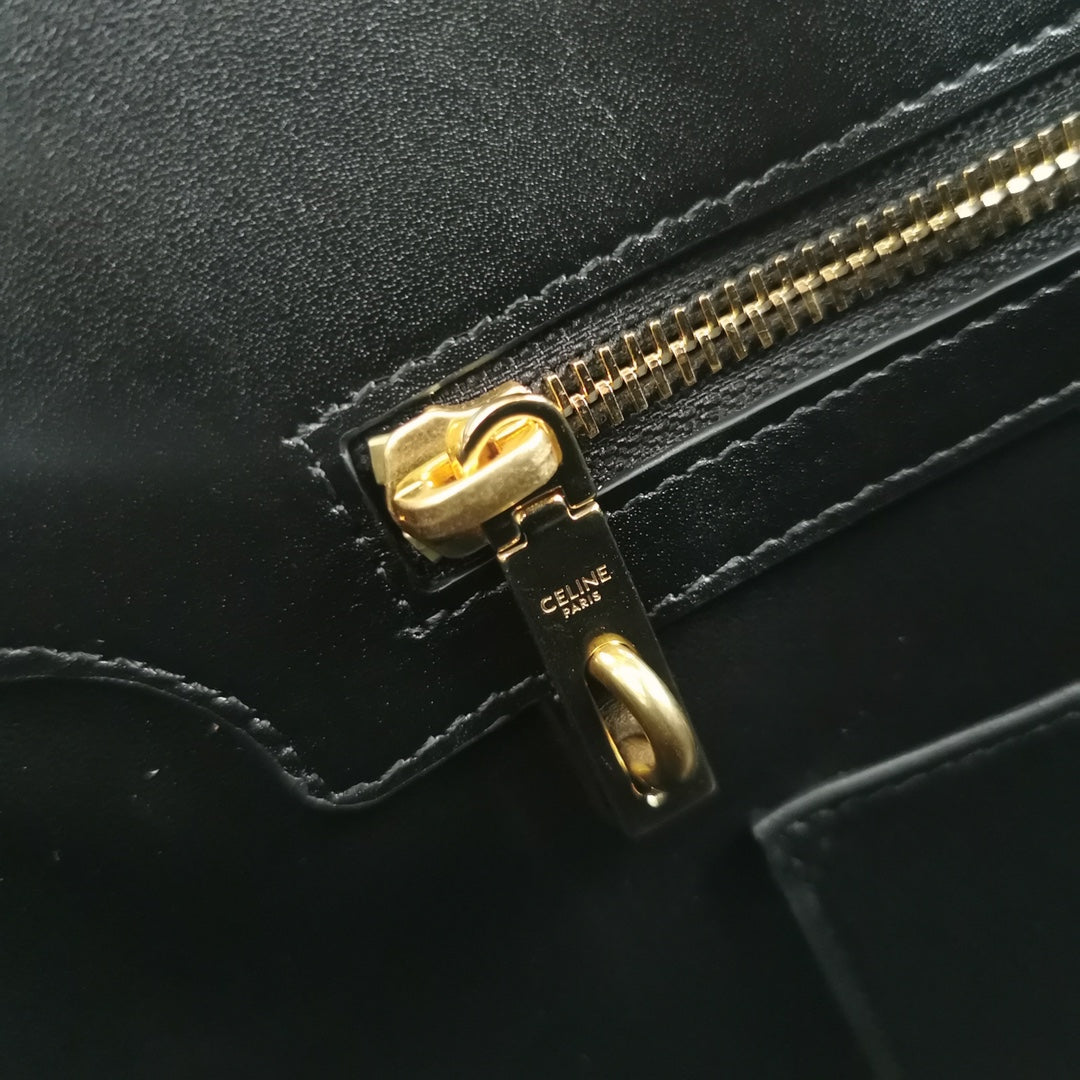 CELINE CONTI BAG 36 IN BLACK CALFSKIN GOLD HARDWARE