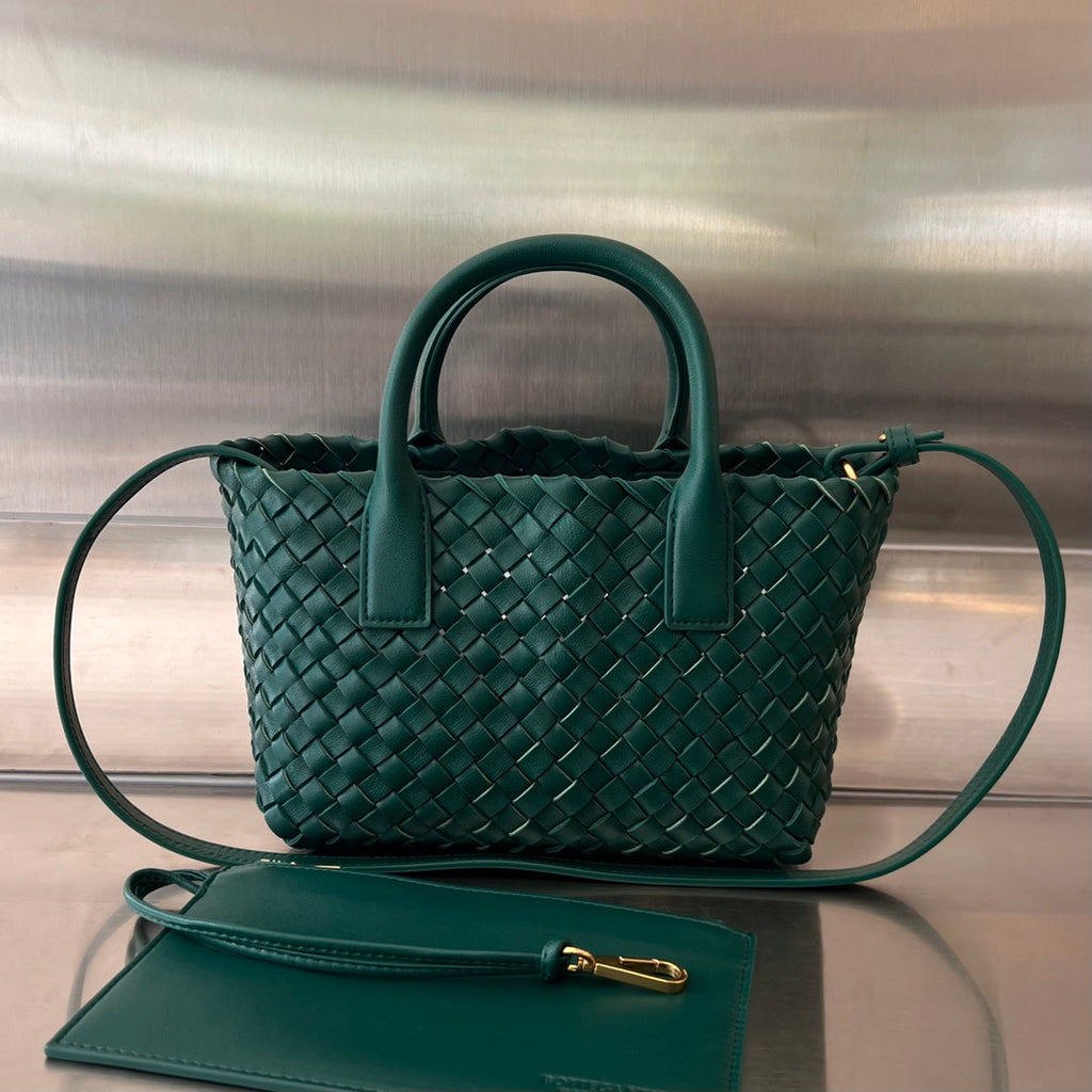 BOTTEGA VENETA MINI CABAT 20 IN KAITOKE GREEN LAMBSKIN