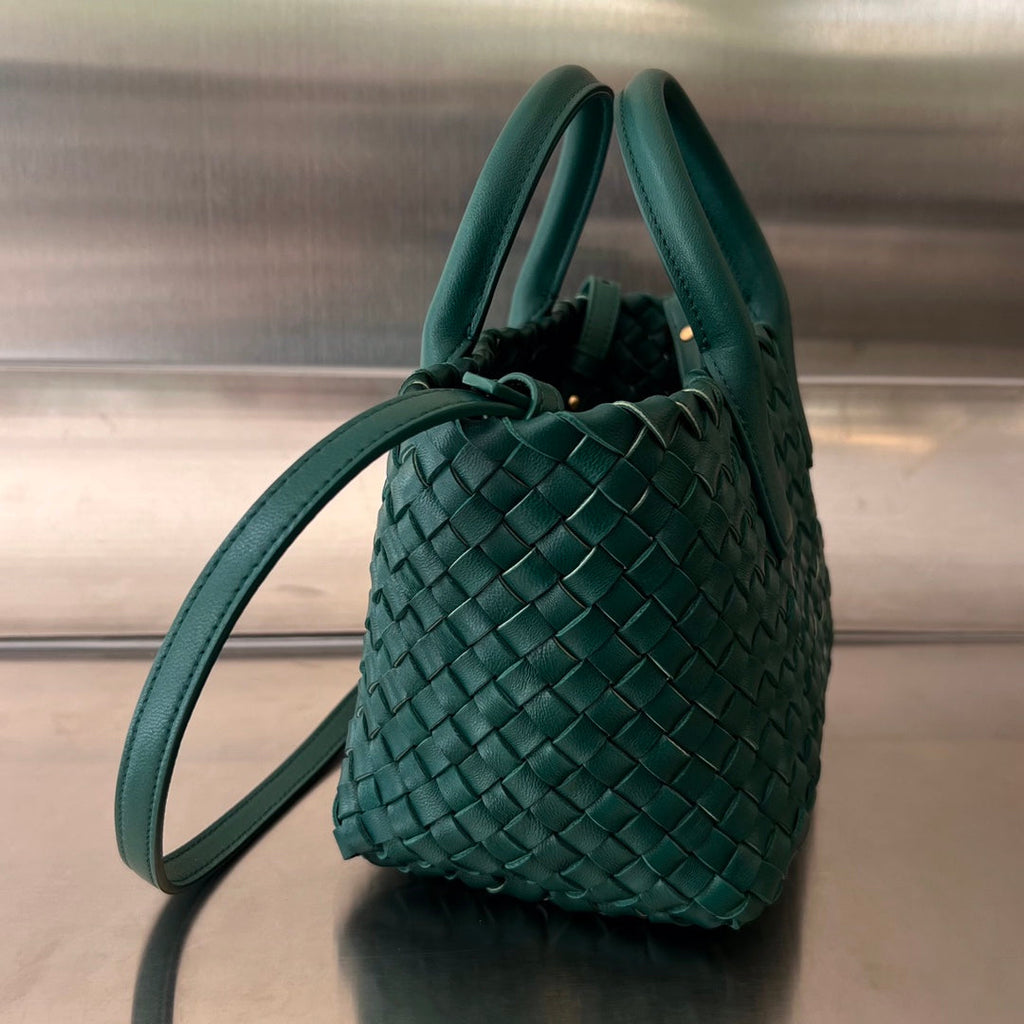 BOTTEGA VENETA MINI CABAT 20 IN KAITOKE GREEN LAMBSKIN