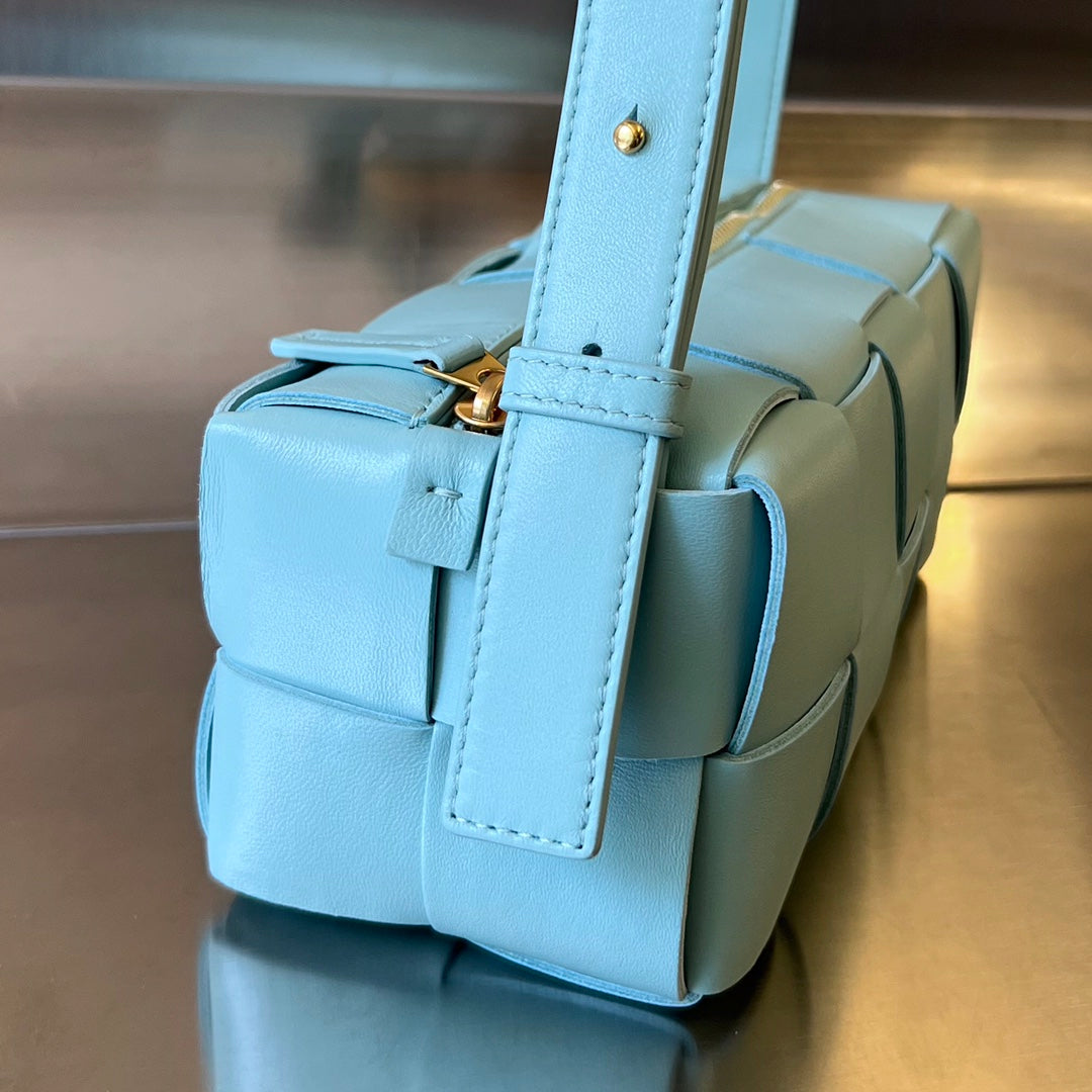 BOTTEGA VENETA BRICK CASSETTE 28 IN SKY BLUE CALFSKIN