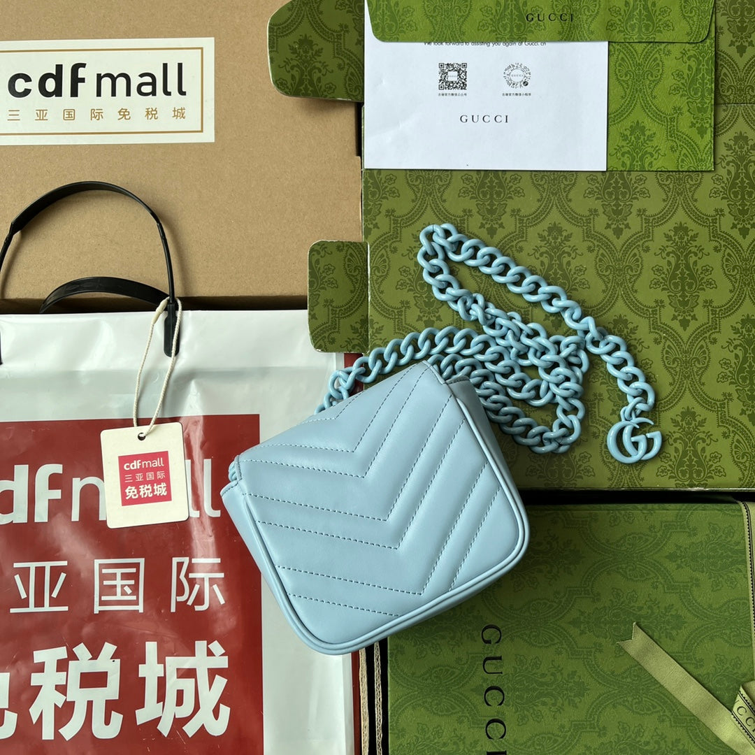 GUCCI MARMONT BAG 12 IN SKY BLUE CALFSKIN