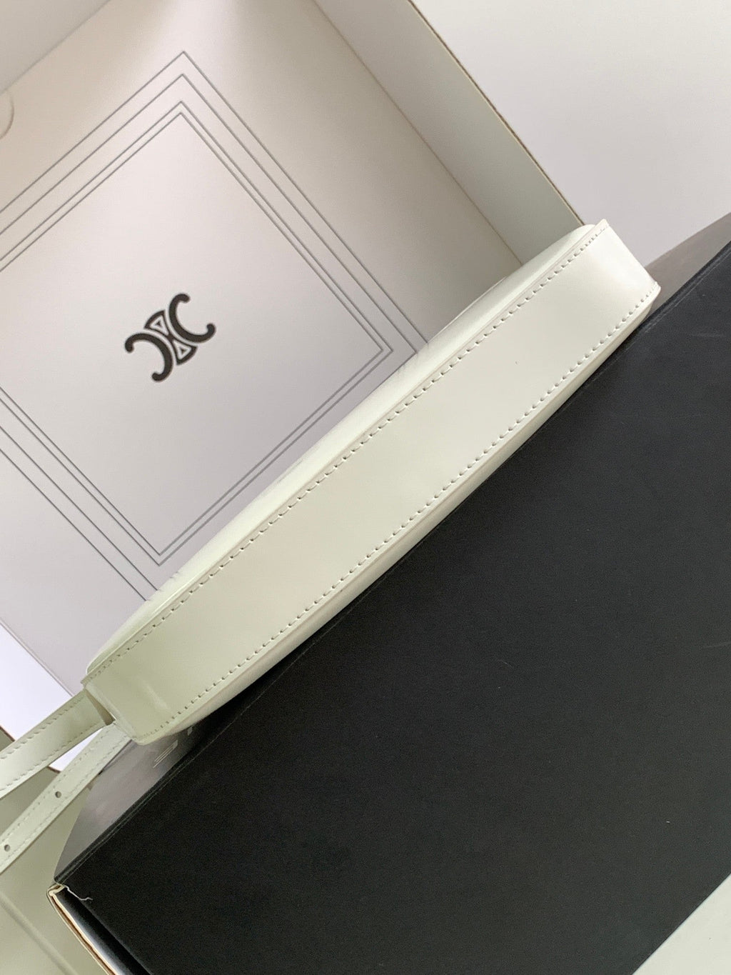 CELINE CROQUE 18 GLOSSY CALFSKIN WHITE