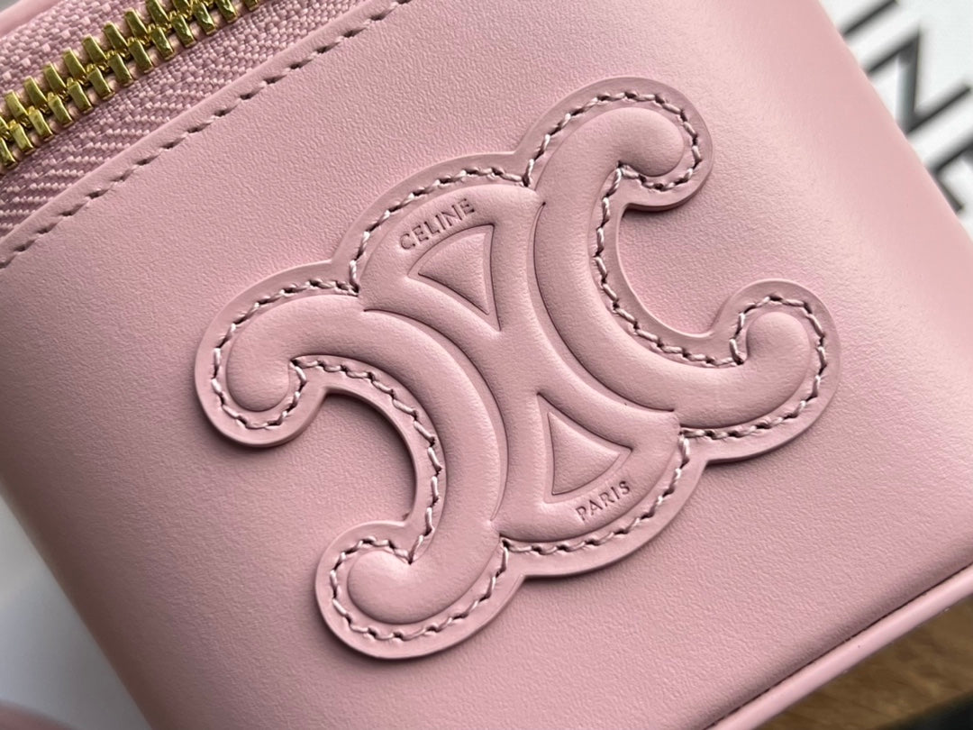 CELINE CUIR TRIPHOME 19 PINK PASTEL SMOOTH CALFSKIN BUCKET BAG