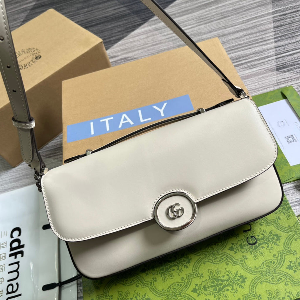 GUCCI SMALL 27 HANDBAG IN WHITE CALFSKIN