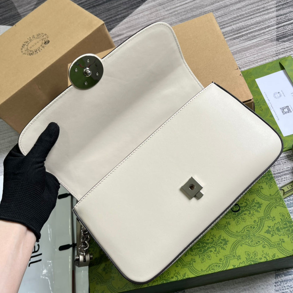 GUCCI SMALL 27 HANDBAG IN WHITE CALFSKIN