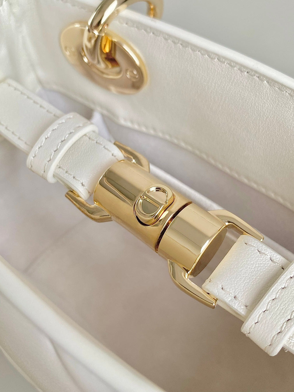 DIOR MINI LADY 19 IN WHITE LAMBSKIN