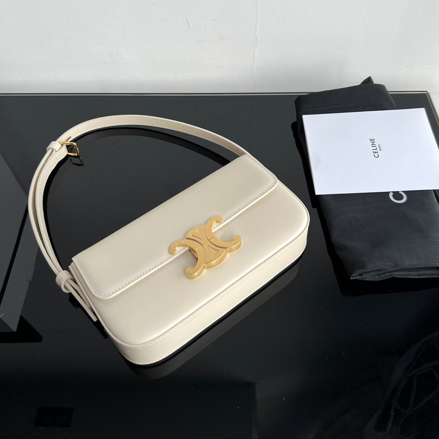 CELINE TRIOMPHE 20 WHITE CREAM CALFSKIN