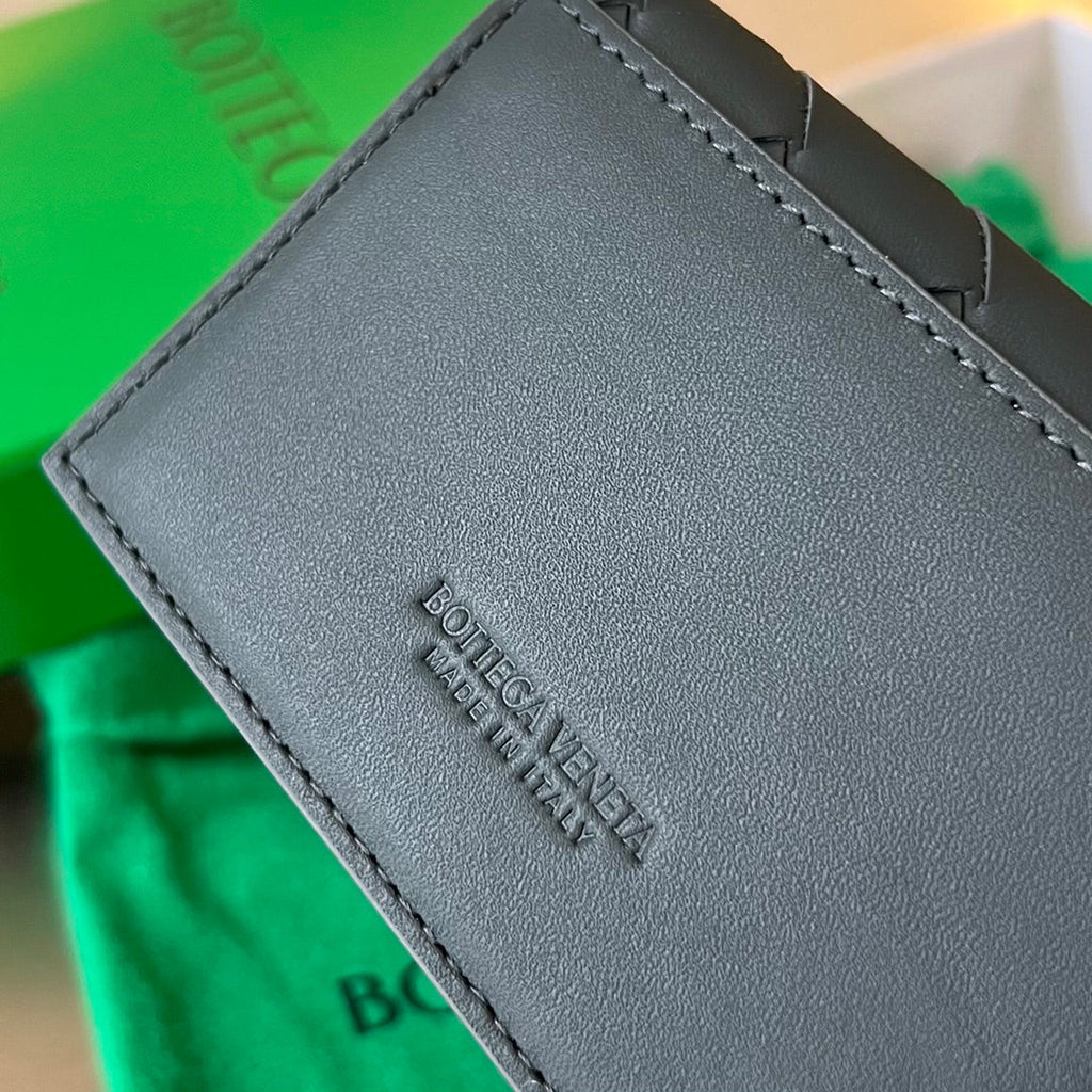 BOTTEGA VENETA INTRECCIATO BUSINESS 11 BLACK CALFSKIN CARD CASE