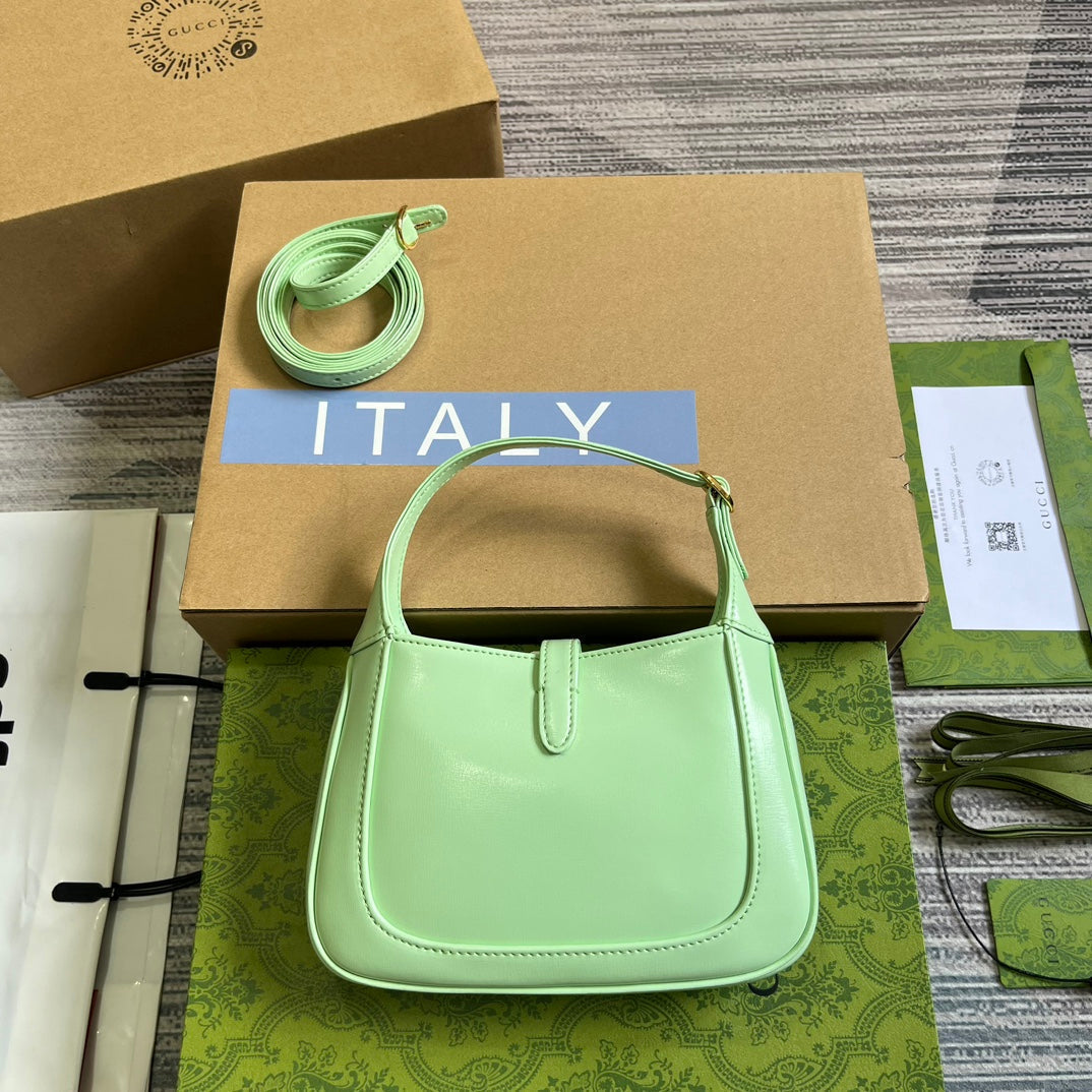 GUCCI JACKIE MINI 19 SHOULDER BAG IN LIGHT GREEN CALFSKIN