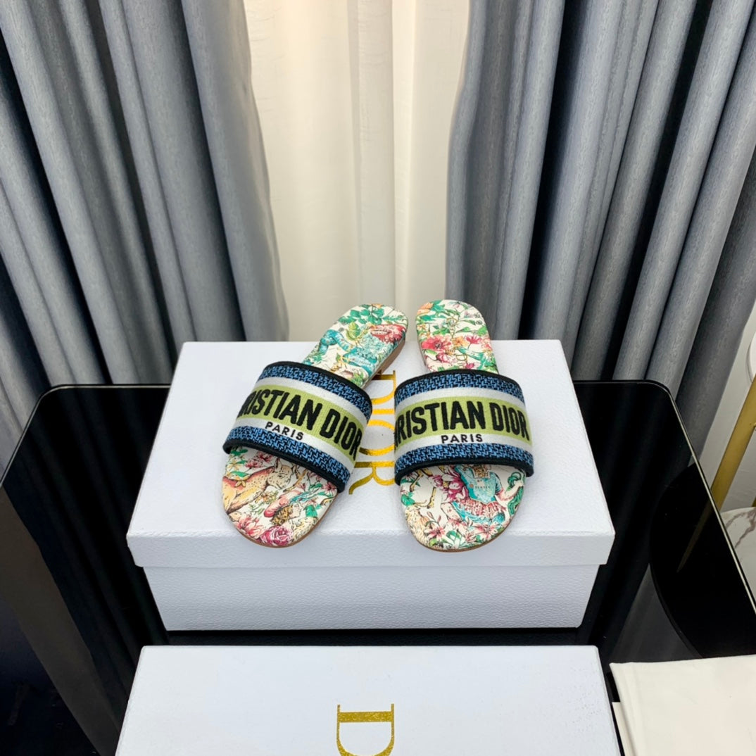 DIOR CD Mule Dway Slide 10mm Multi-motifs Style 37