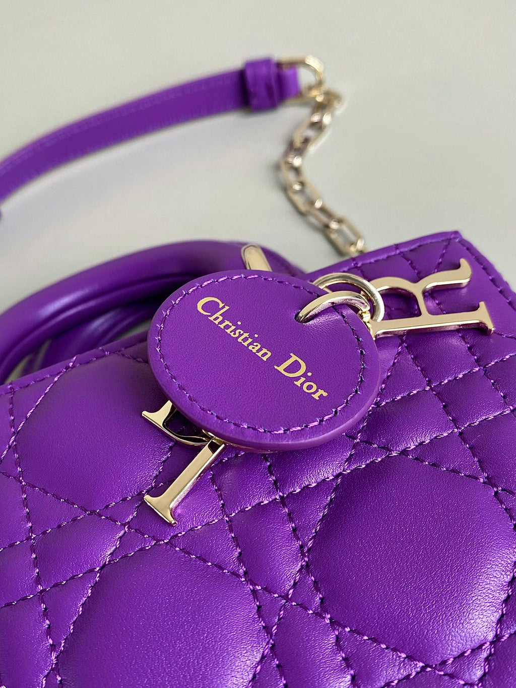 DIOR MINI D-JOY BAG 17 IN VIOLET PURPLE LAMBSKIN
