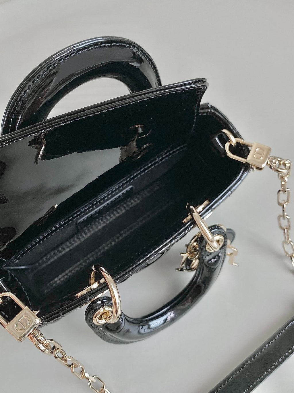 DIOR MINI D-JOY BAG 17 IN BLACK LAMBSKIN