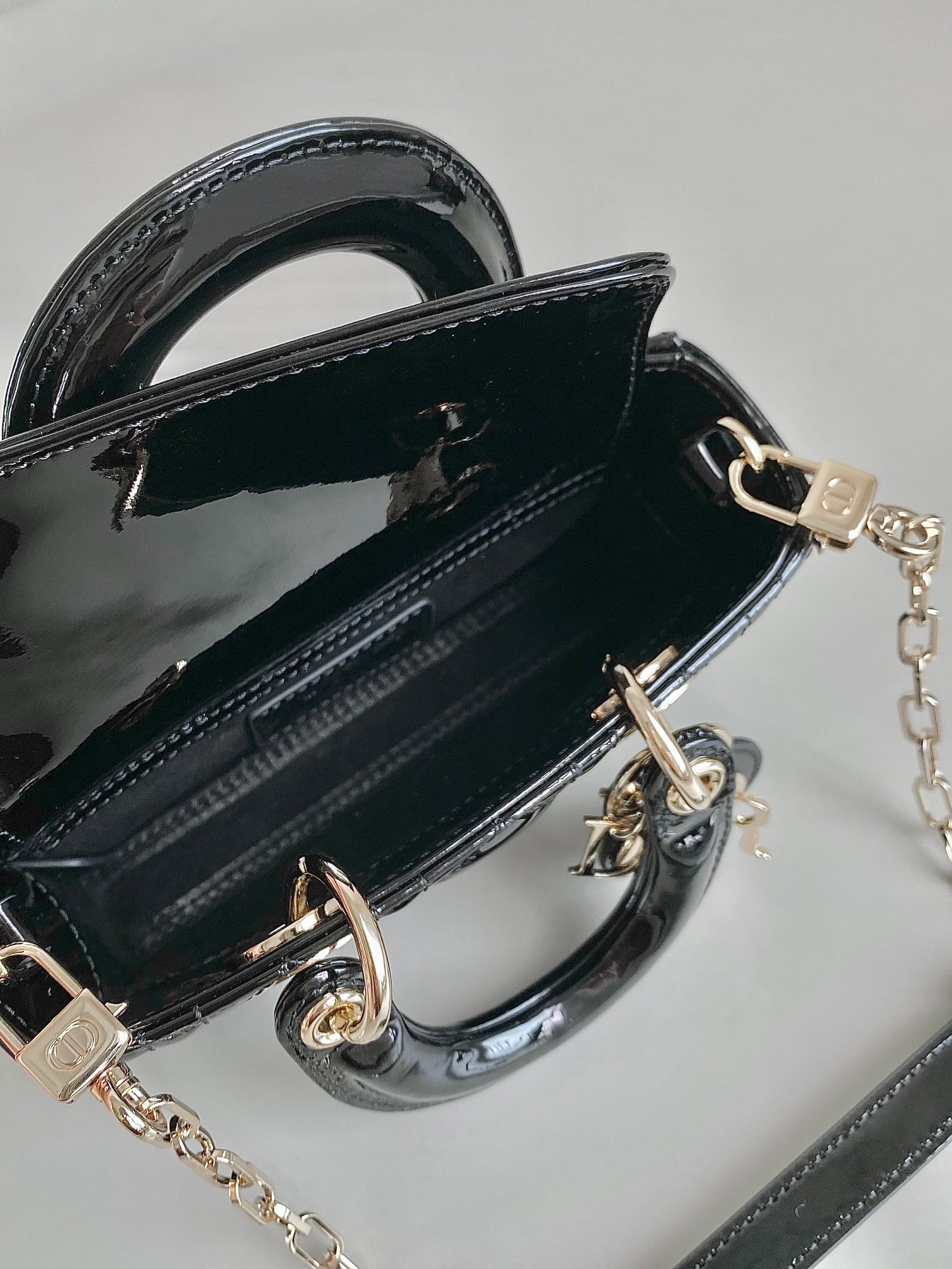 DIOR MINI D-JOY BAG 17 IN BLACK LAMBSKIN