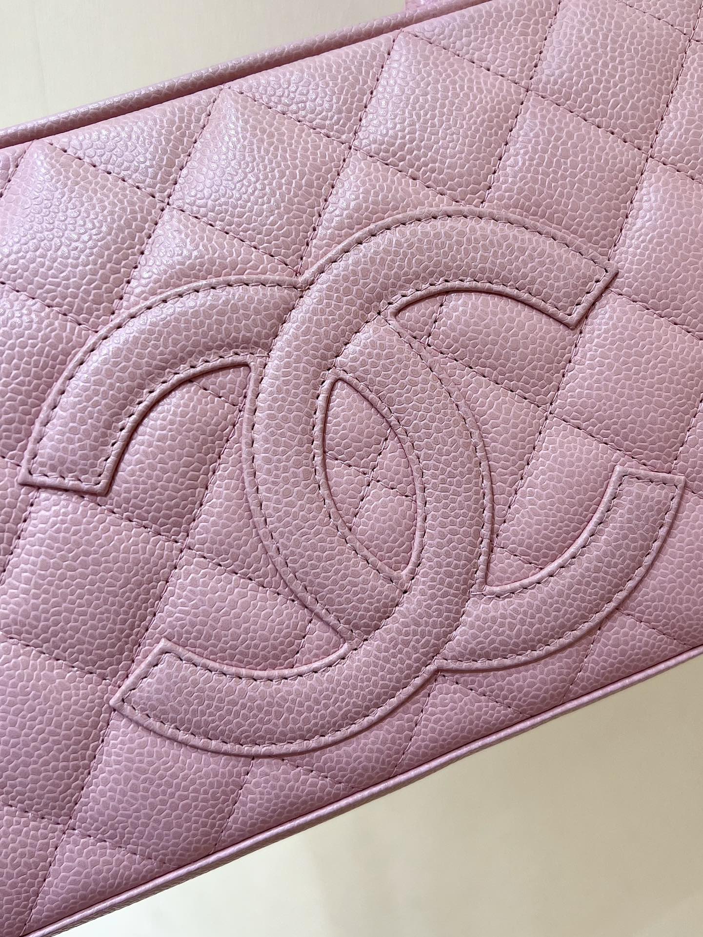 CHANEL 25S  QUILTED CAVIAR BOWLING BAG 27 IN PINK CALFSKIN