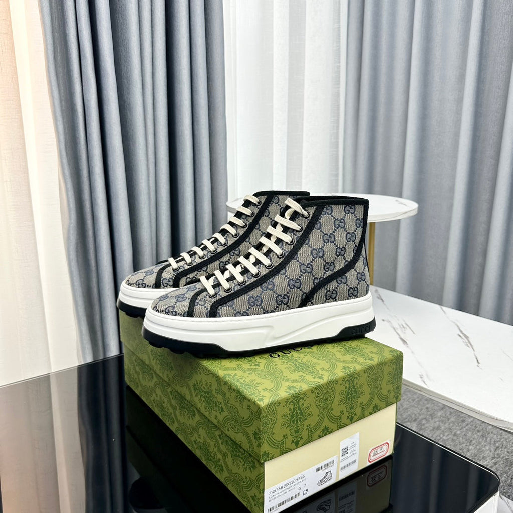 GUCCI HIGH TOP SNEAKER FLATFORM LEAD CANVAS