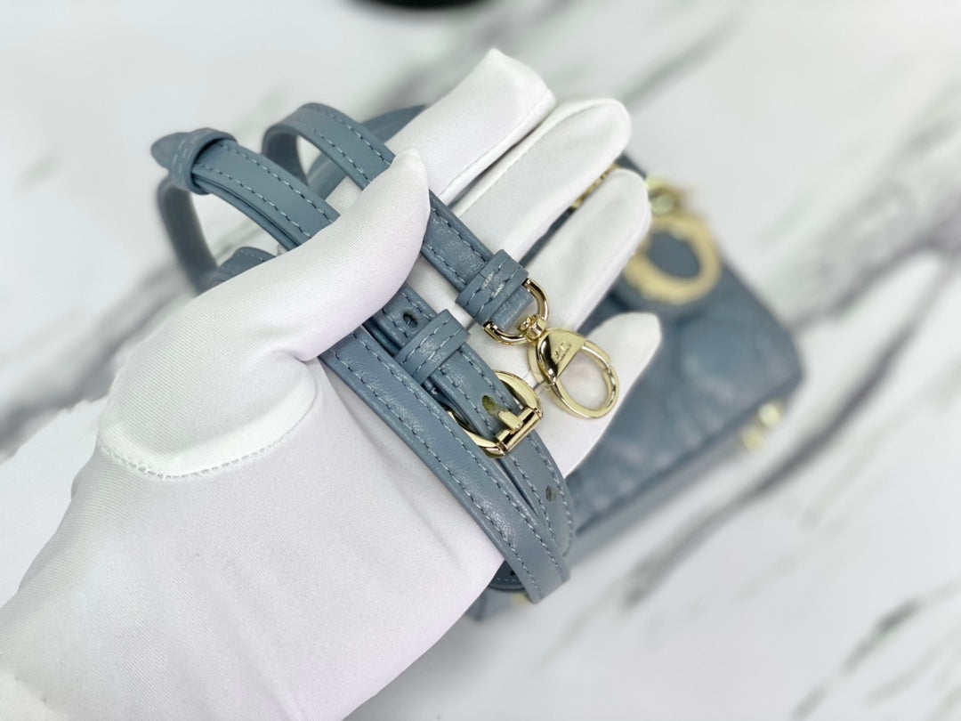 DIOR MICRO LADY 12 BAG IN BLUE SAPPHIRE LAMBSKIN