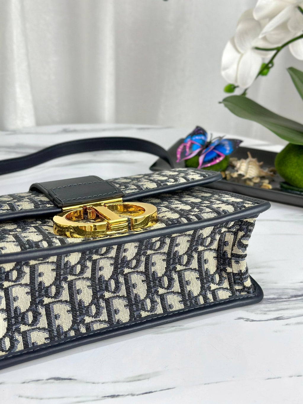 DIOR MONTAIGNE 25 BAG IN  BLUE OBLIQUE JACQUARD