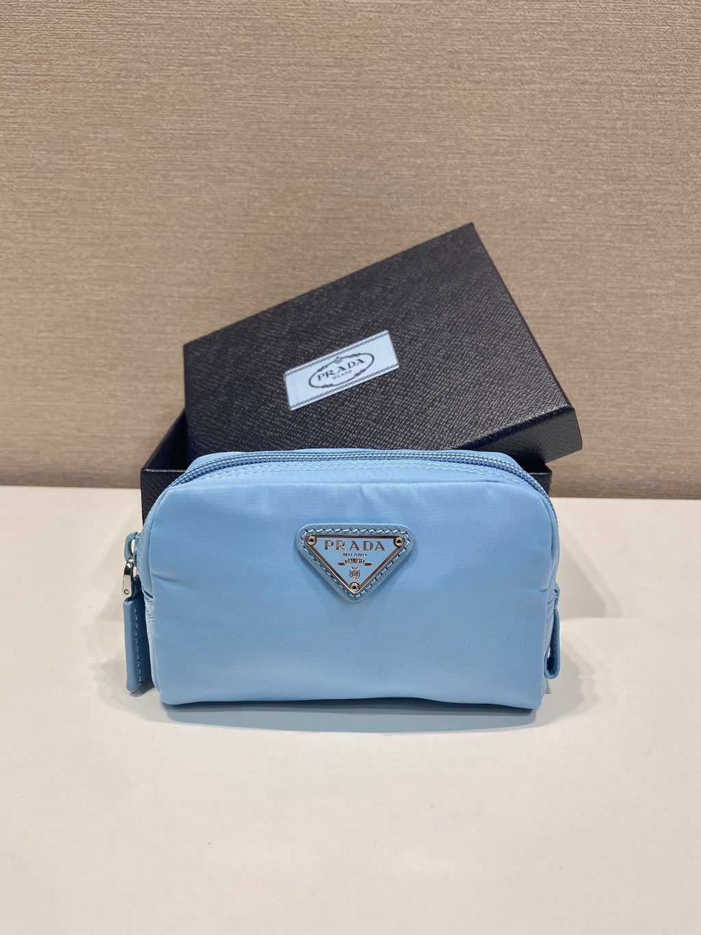 PRADA CLUTCH 12 IN CERULEAN BLUE RE-NYLON