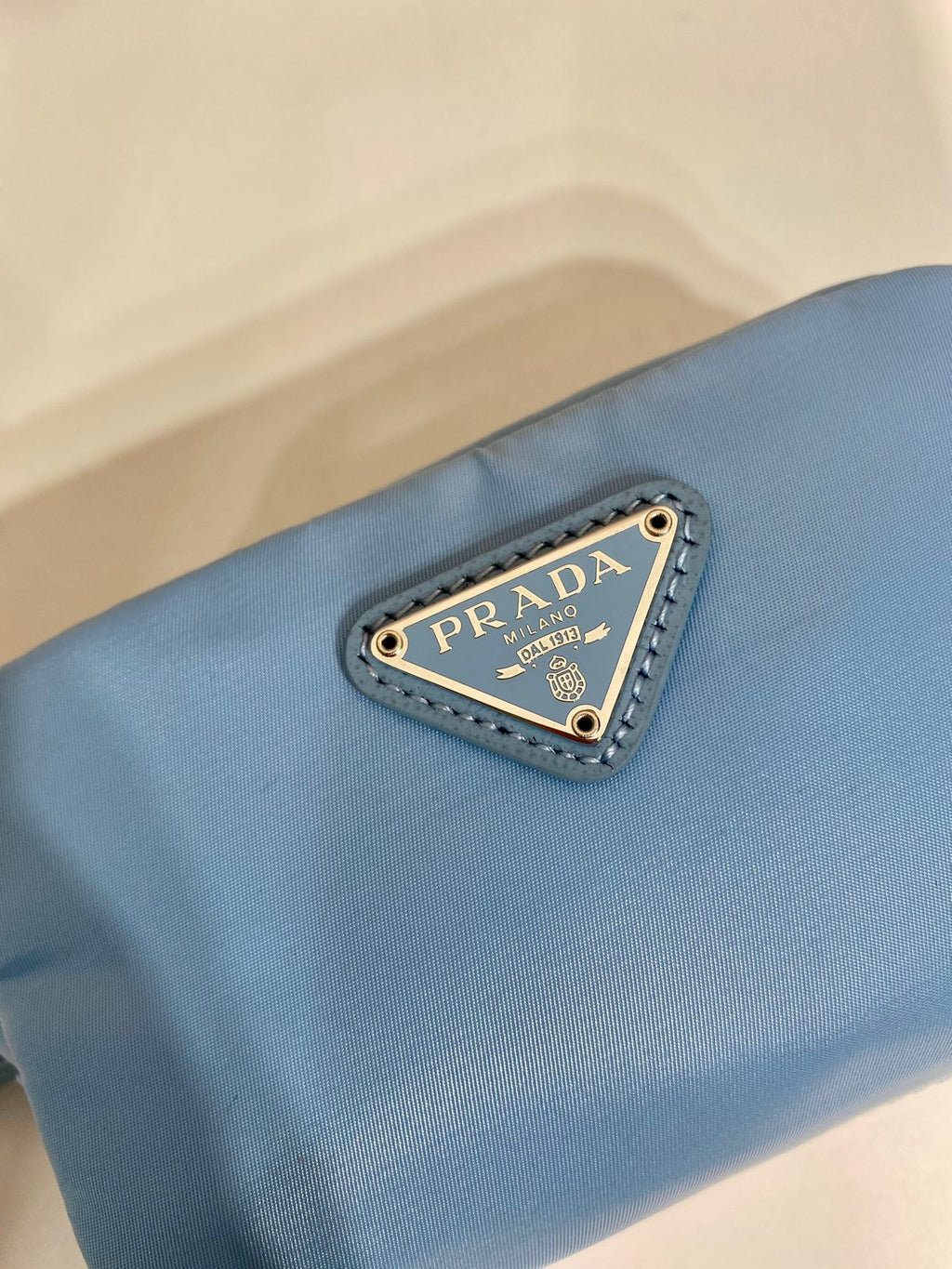 PRADA CLUTCH 12 IN CERULEAN BLUE RE-NYLON