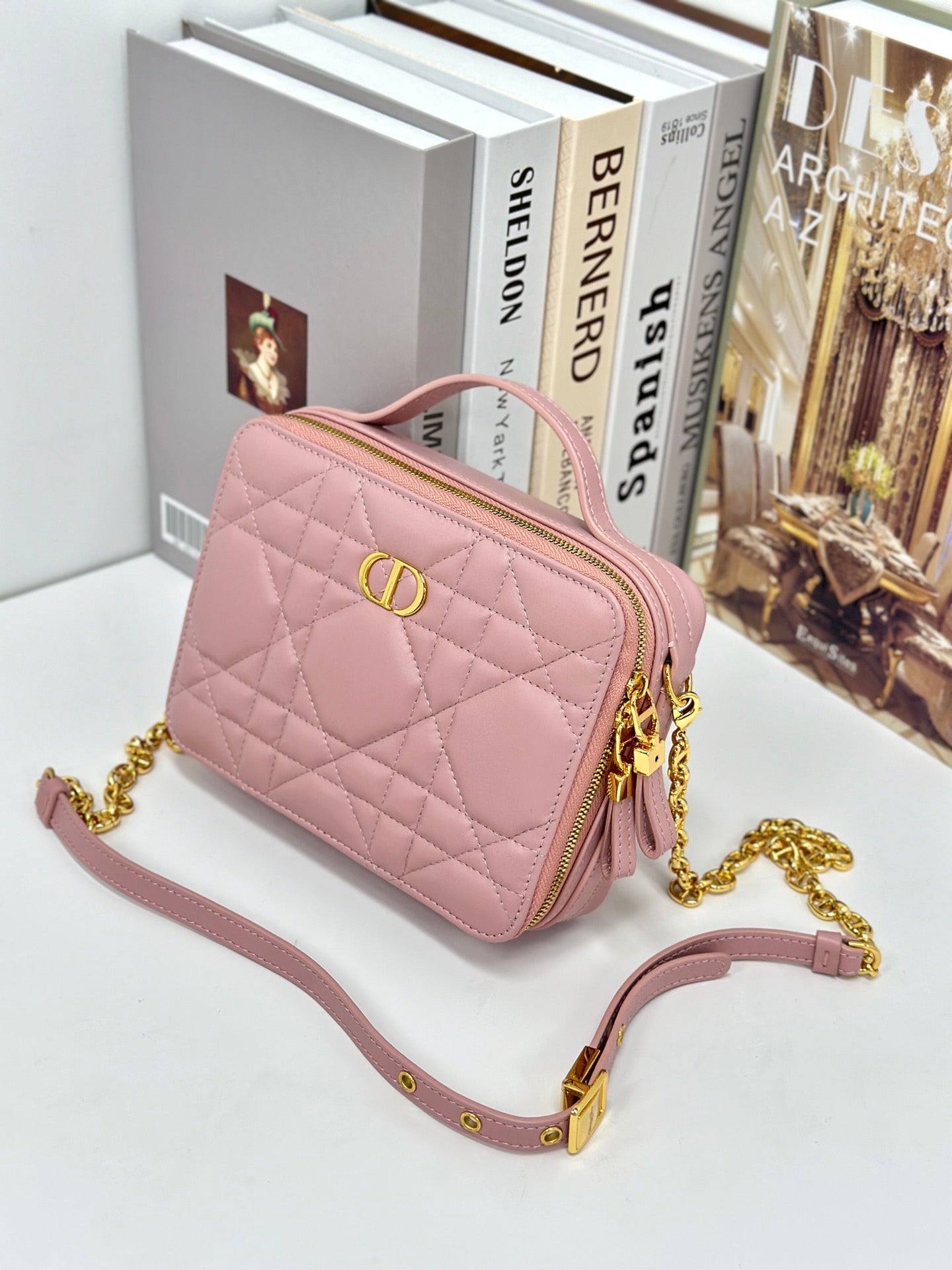 DIOR CARO BOX 19 IN LIGHT PINK CALFSKIN