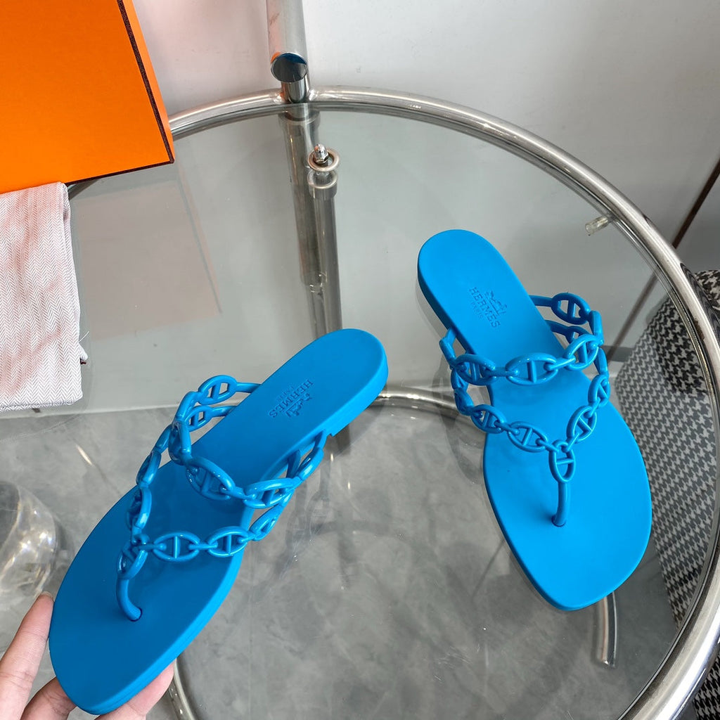 HERMES ISLAND SANDAL VIVID SKY BLUE PVC WATERPROOF