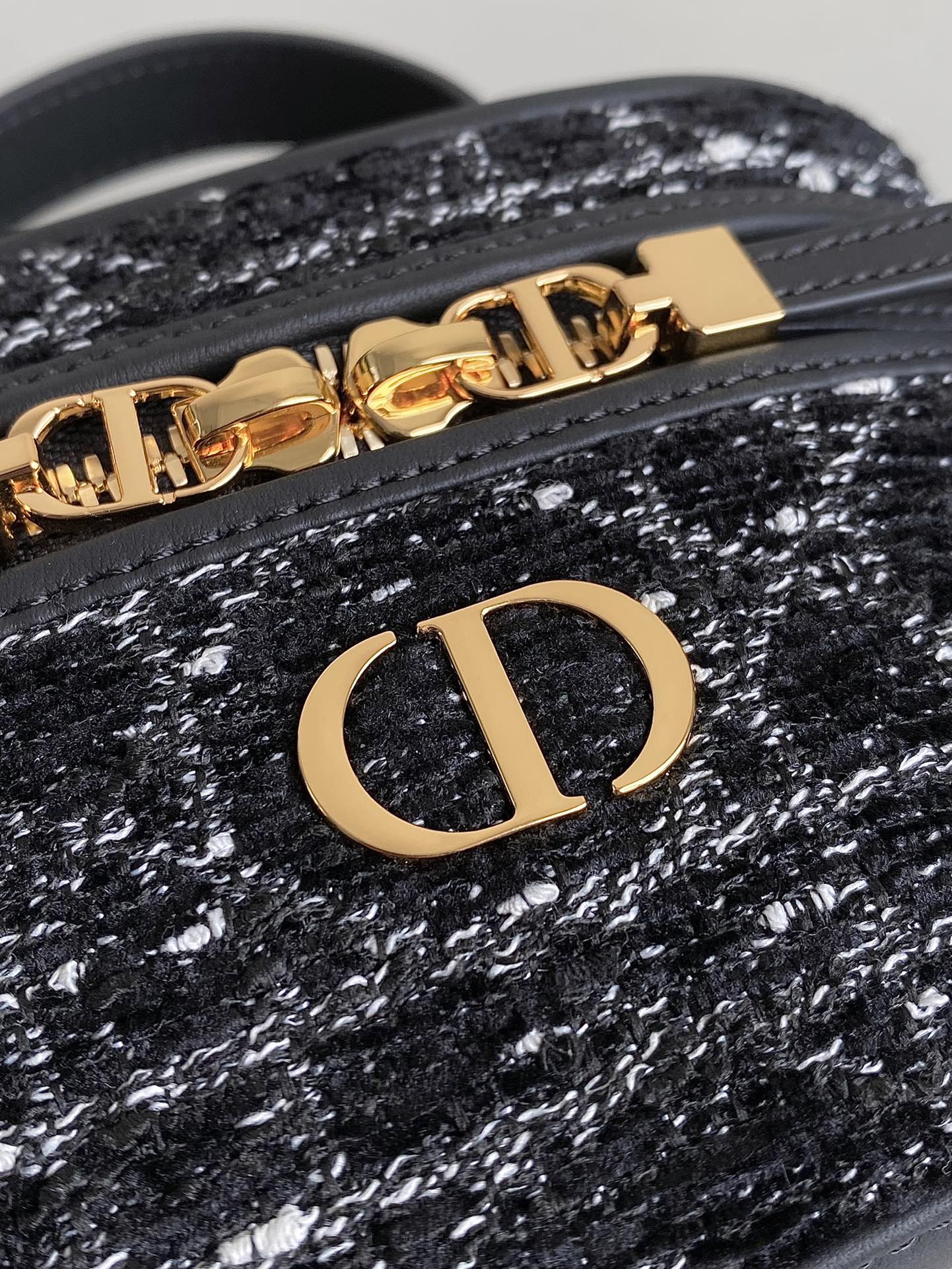 DIOR MINI CARO VANITY 16 BLACK TWEED AND LAMBSKIN