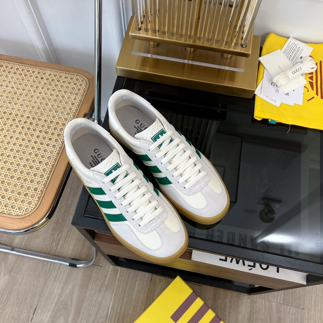 GUCCI & ADIDAS GAZELLE SNEAKER LIGHT GRAY VELVET